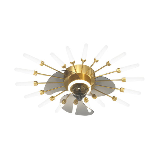 Creative Flower Mute Three Step Dimming Nordic Ceiling Fan with Lights