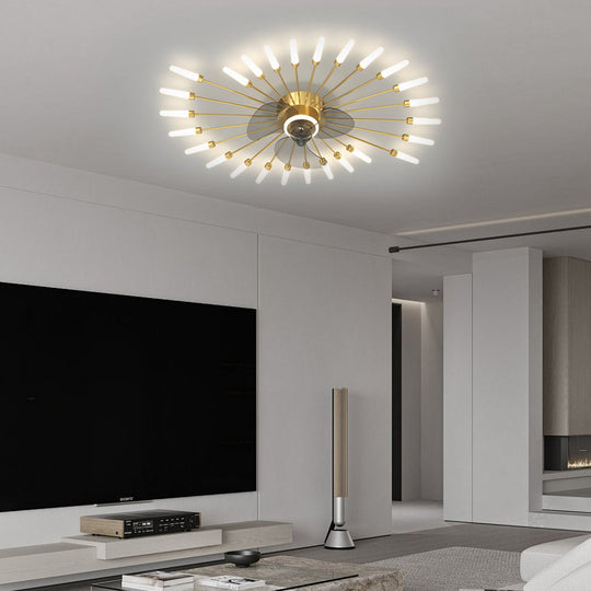 Creative Flower Mute Three Step Dimming Nordic Ceiling Fan with Lights