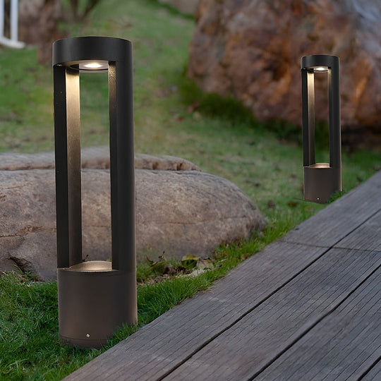 Waterproof LED Outdoor Bollard Lights Hollow Cylindrical Black Lamp for Elegant Exterior Lighting