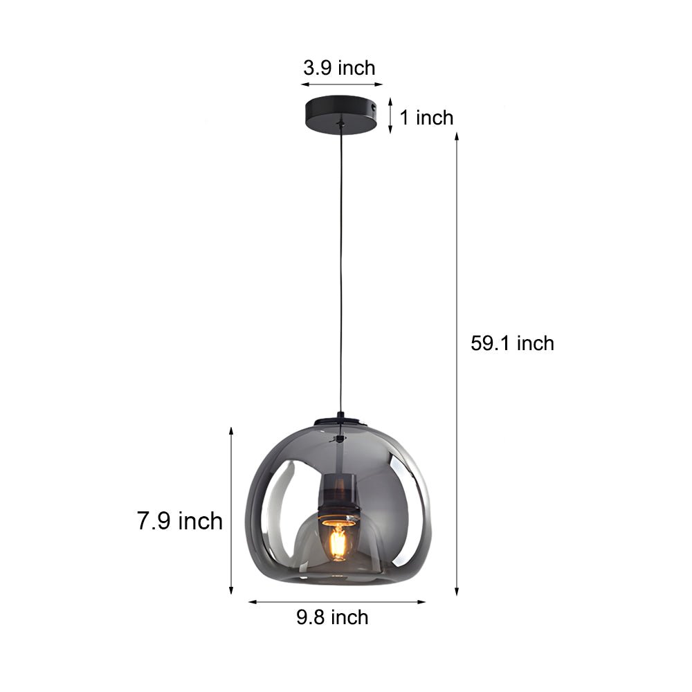 Creative Light Luxury Glass Cognac Smoke Gray Nordic Hanging Light Fixture