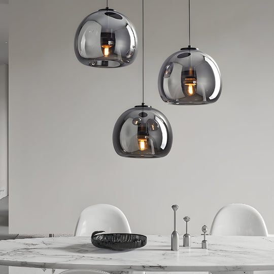 Creative Light Luxury Glass Cognac Smoke Gray Nordic Hanging Light Fixture