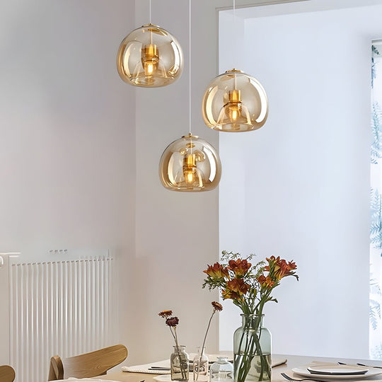 Creative Light Luxury Glass Cognac Smoke Gray Nordic Hanging Light Fixture