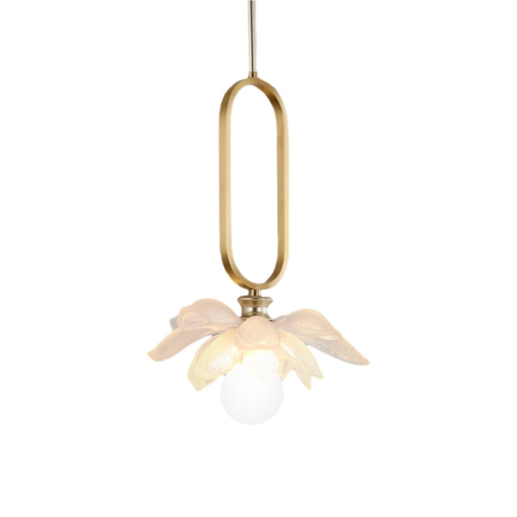 Creative Lotus Flowers Luminous Copper Oval Ring LED Modern Pendant Light