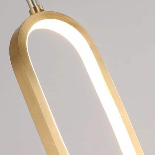 Creative Lotus Flowers Luminous Copper Oval Ring LED Modern Pendant Light