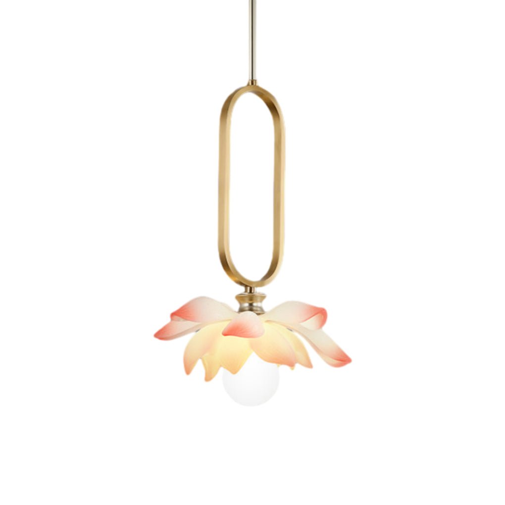 Creative Lotus Flowers Luminous Copper Oval Ring LED Modern Pendant Light