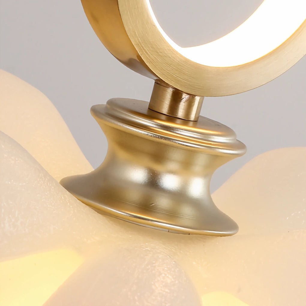 Creative Lotus Flowers Luminous Copper Oval Ring LED Modern Pendant Light