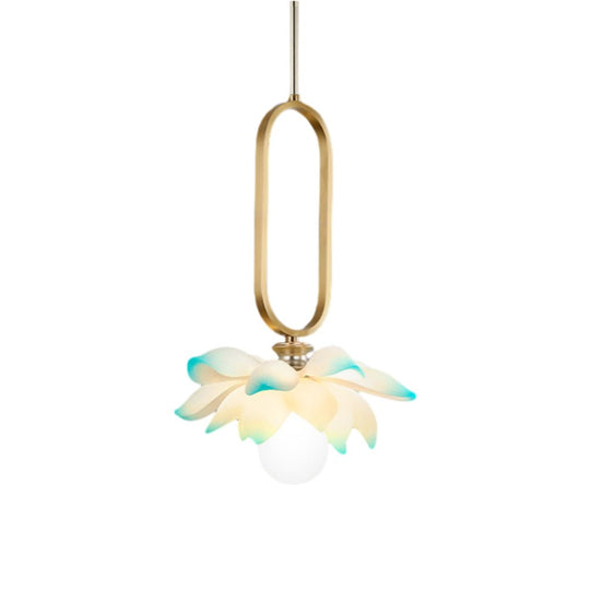 Creative Lotus Flowers Luminous Copper Oval Ring LED Modern Pendant Light