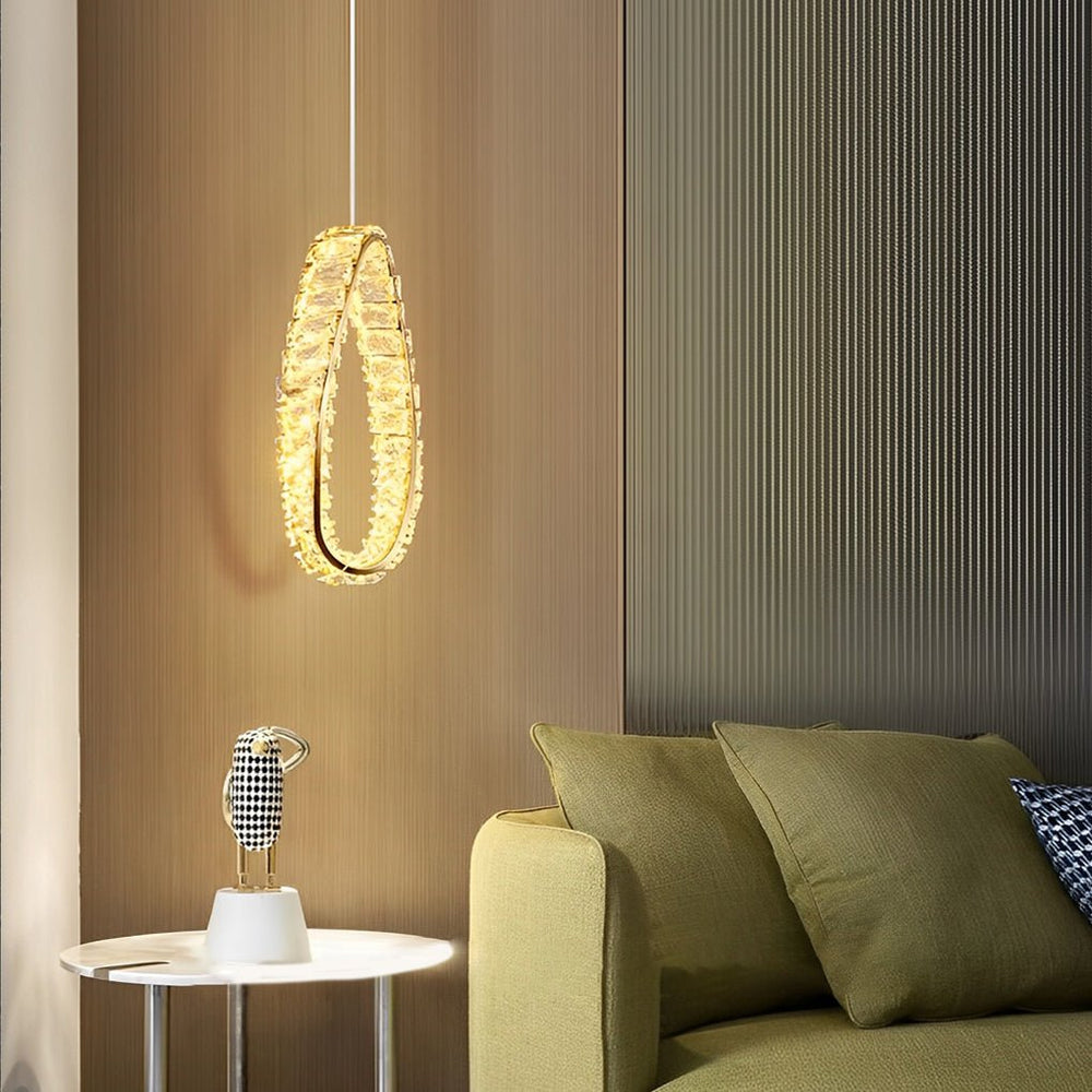 Creative Ring Crystal Circle Luxury LED Three Step Dimming Chandelier