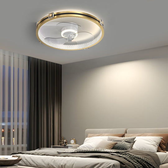 Creative Ring Gold 19.7" LED Ceiling Fan with Light – 3-Step Dimming Flush Mount