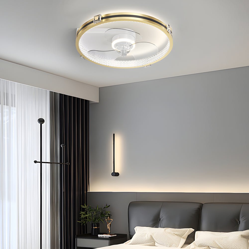 Creative Ring Gold 19.7" LED Ceiling Fan with Light – 3-Step Dimming Flush Mount