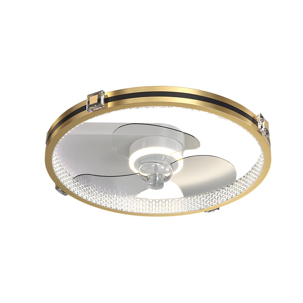 Creative Ring Gold 19.7" LED Ceiling Fan with Light – 3-Step Dimming Flush Mount