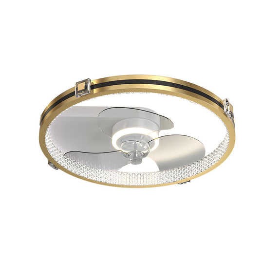 Creative Ring Gold 19.7" LED Ceiling Fan with Light – 3-Step Dimming Flush Mount