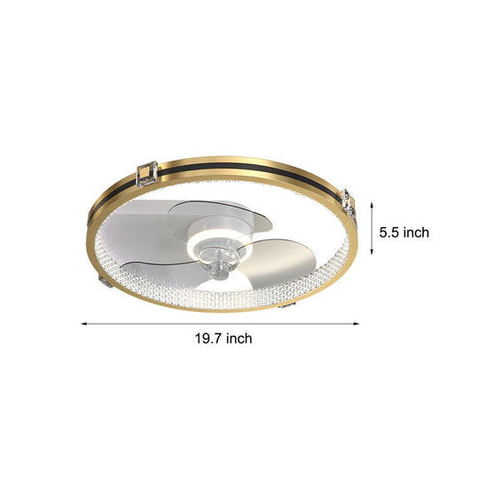 Creative Ring Gold 19.7" LED Ceiling Fan with Light – 3-Step Dimming Flush Mount
