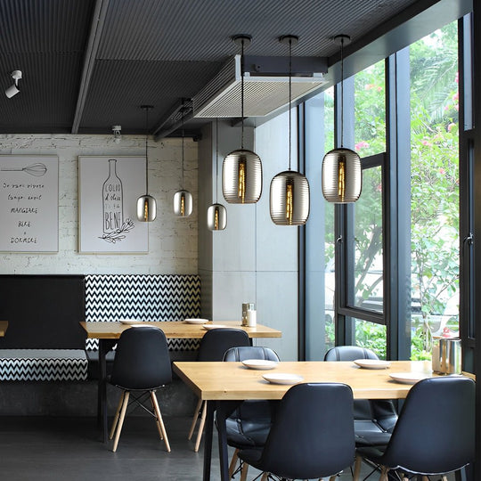 Creative Screw Thread Glass Spiral LED Postmodern Pendant Light Chandelier