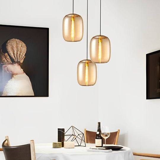 Creative Screw Thread Glass Spiral LED Postmodern Pendant Light Chandelier