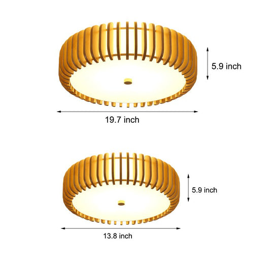 Creative Wood Round 3 Step Dimming LED Nordic Bedroom Ceiling Light