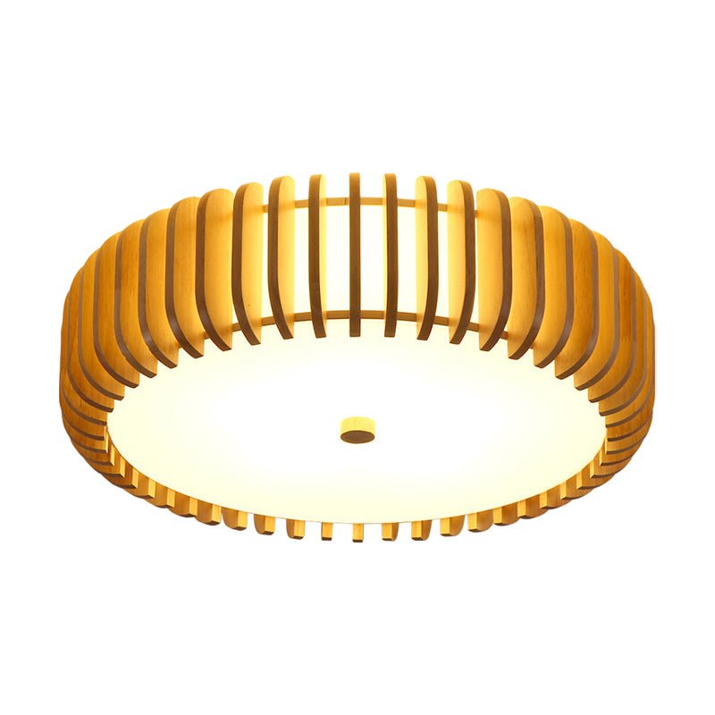 Creative Wood Round 3 Step Dimming LED Nordic Bedroom Ceiling Light