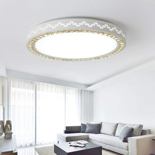 Circular Geometric Pattern LED White Modern Ceiling Light – Flush Mount