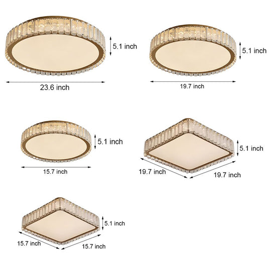 Crystal and Frosted Shade Luxury Flush Mount Ceiling Light
