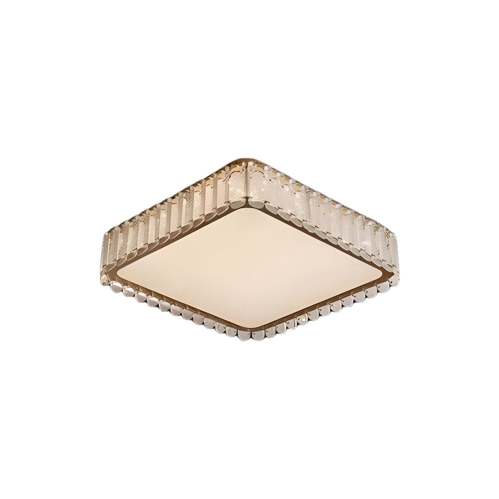 Crystal and Frosted Shade Luxury Flush Mount Ceiling Light