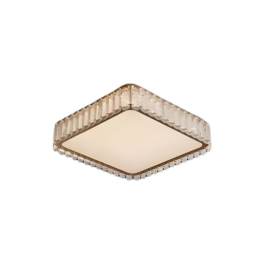 Crystal and Frosted Shade Luxury Flush Mount Ceiling Light