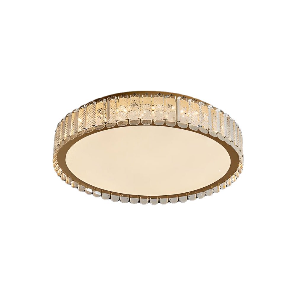 Crystal and Frosted Shade Luxury Flush Mount Ceiling Light
