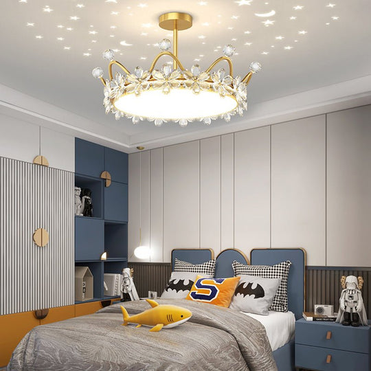 Crystal Crowns 3-Step Dimming LED Ceiling Light with Starry Sky Projection