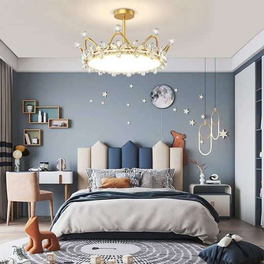 Crystal Crowns 3-Step Dimming LED Ceiling Light with Starry Sky Projection