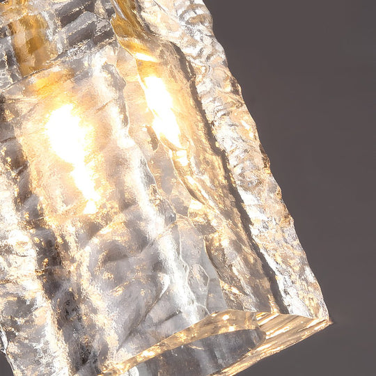 Crystal Cube Brass Pendant Light – 1-Light Modern Copper Rod Fixture