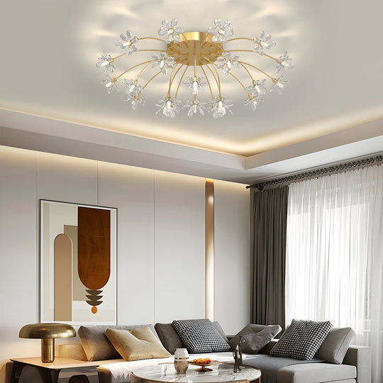 Crystal Flower Dandelion Ceiling Light with 3-Step Dimming