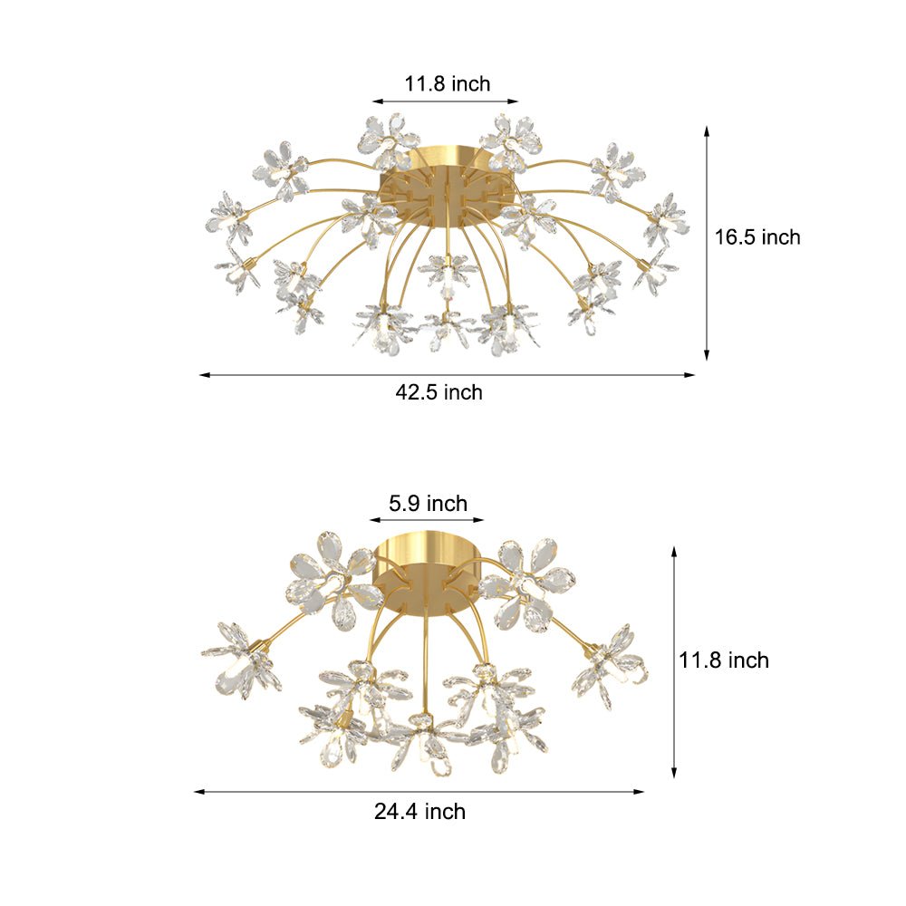 Crystal Flower Dandelion Ceiling Light with 3-Step Dimming