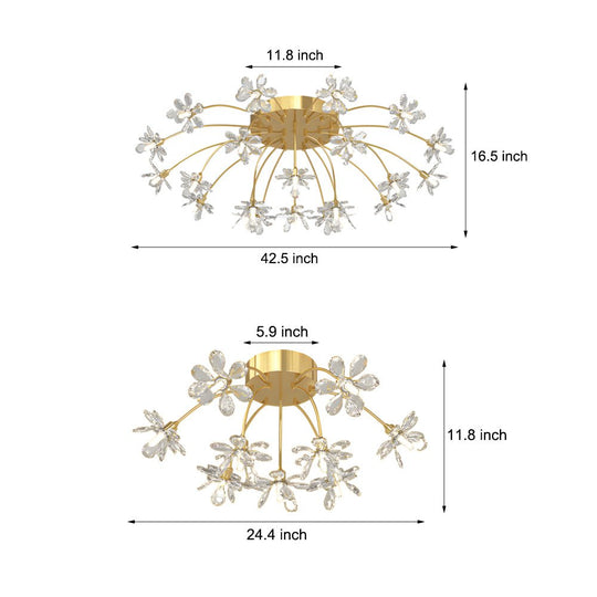 Crystal Flower Dandelion Ceiling Light with 3-Step Dimming