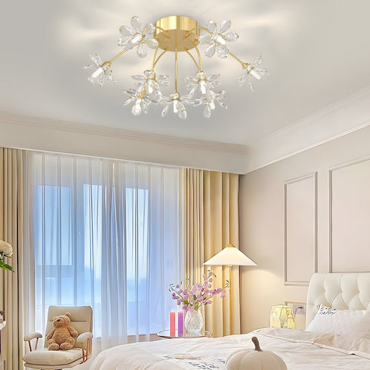 Crystal Flower Dandelion Ceiling Light with 3-Step Dimming
