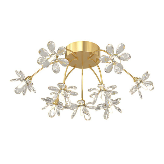 Crystal Flower Dandelion Ceiling Light with 3-Step Dimming