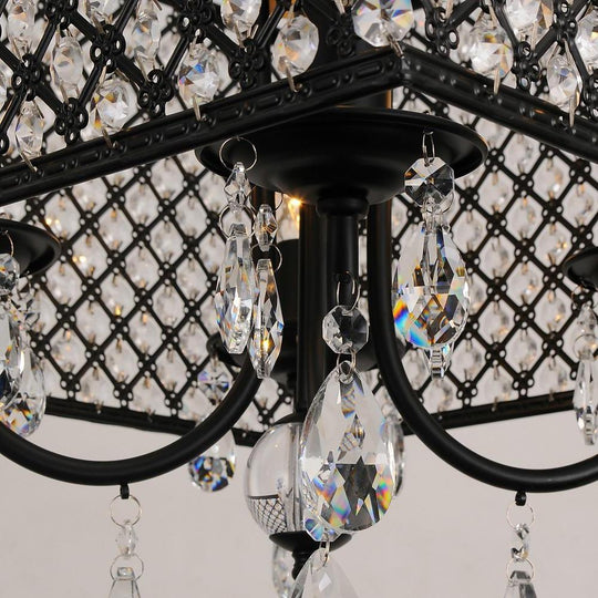 Square Electroplated Metal Glass LED Nordic Chandelier Pendant Light
