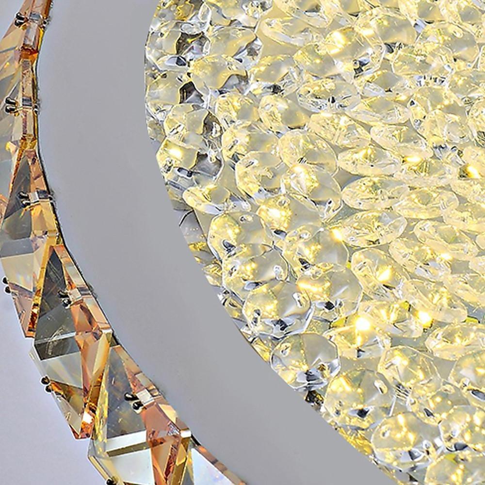 16" Rounded Antique Metal Crystal LED Flush Mount Ceiling Light