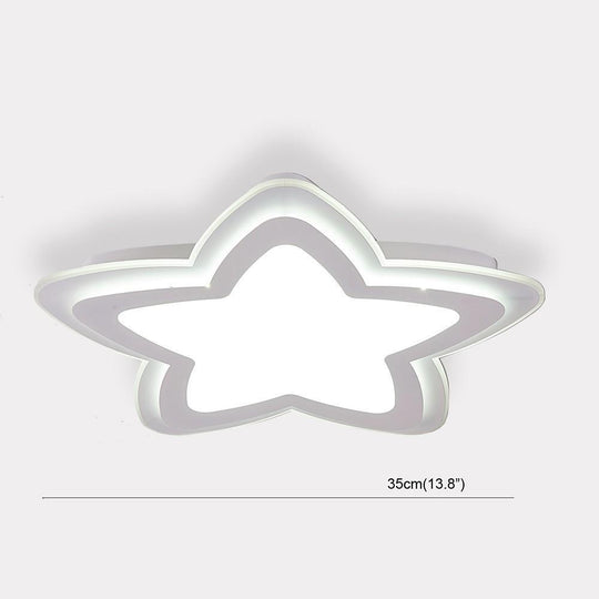 Star Shape Metal Flush Mount White LED Ceiling Light