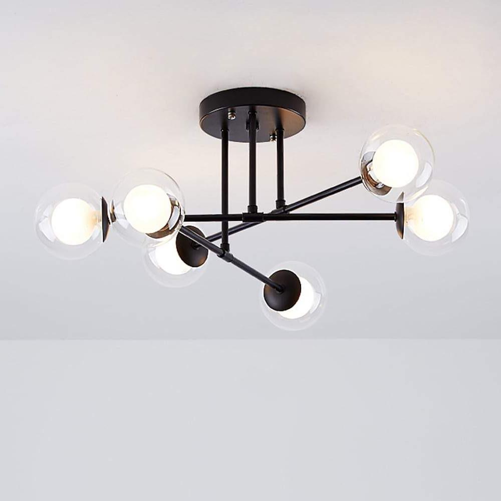 6-Light Glass Sputnik LED Modern Chandelier