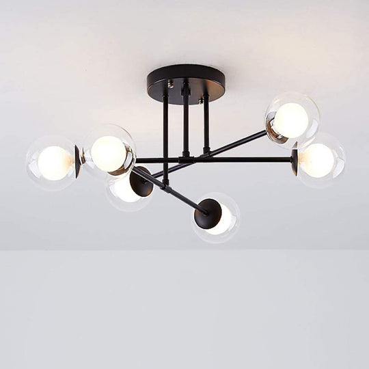 6-Light Glass Sputnik LED Modern Chandelier