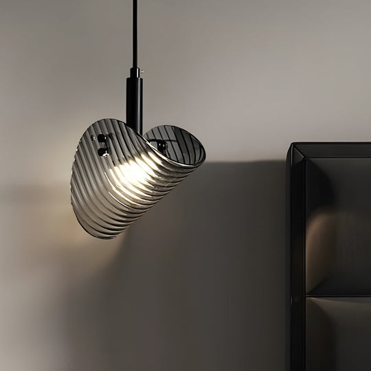 Curved Striped Glass LED Three Step Dimming Smoke Gray Nordic Hanging Light