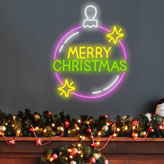 Cute Neon Balloon Luminous Merry Christmas Letter LED Neon Sign Light