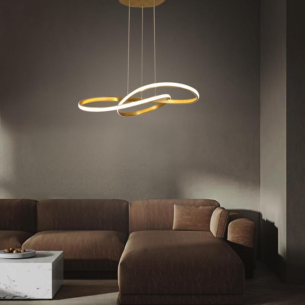Interweaved Wave LED Gold Modern Hanging Lamp Island Pendant Light