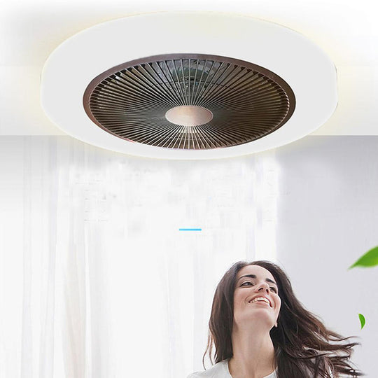 Rounded Linear Flush Mount Bladeless Ceiling Fan with LED Light