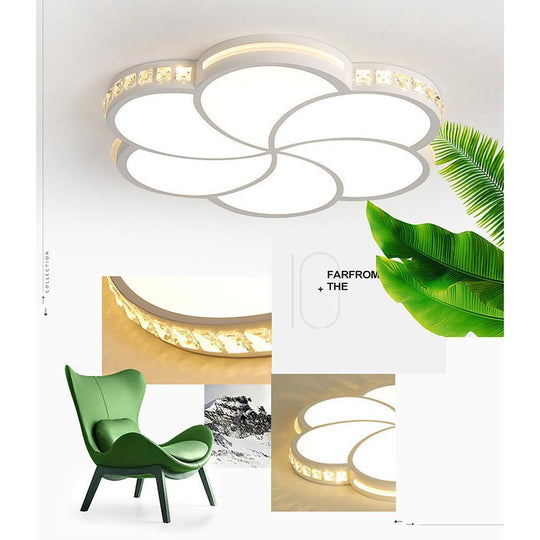 Flower Crystal Dimmable LED Flush Mount Ceiling Light