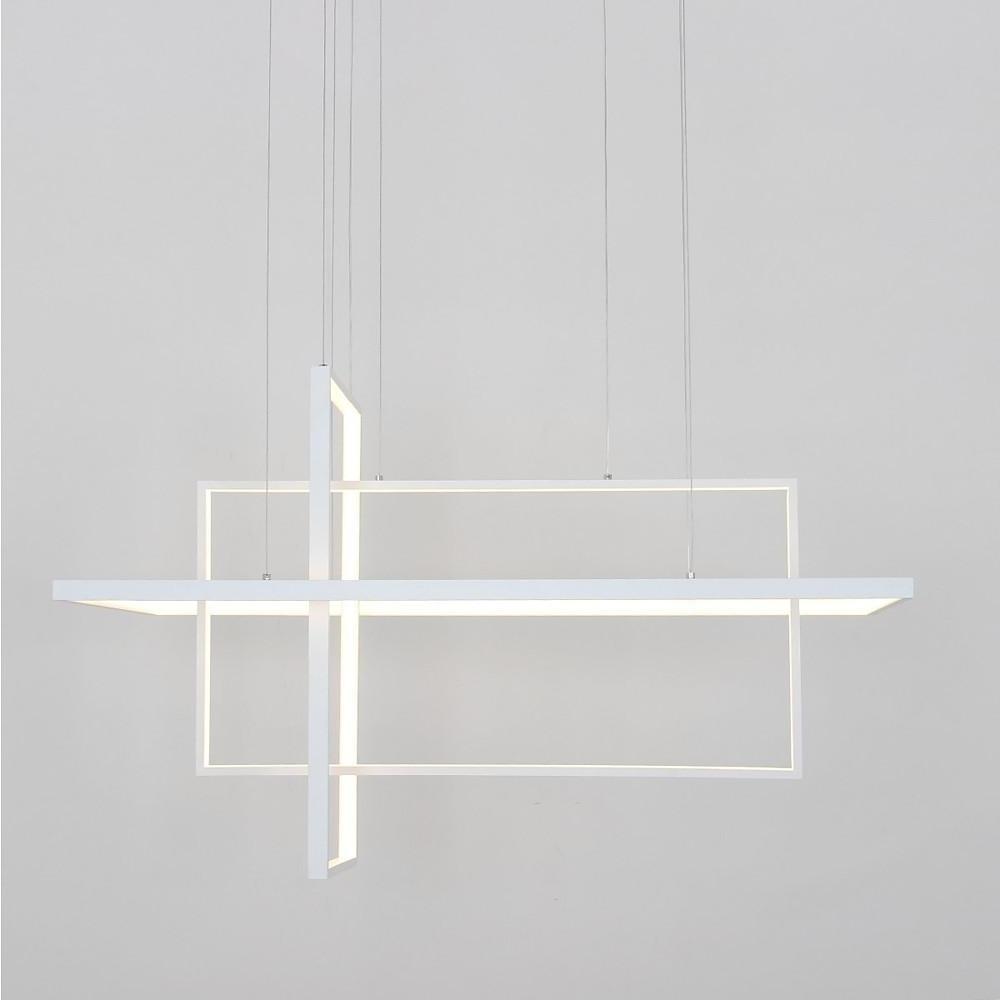 31.5'' Three Part Futuristic Square Rectangular Hybrid Aluminum Chandelier