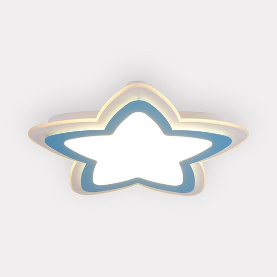 Star Shape Metal Flush Mount White LED Ceiling Light