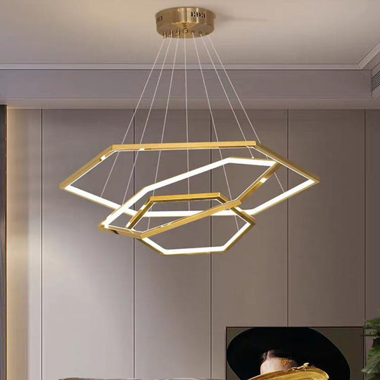 Geometric Ring Electroplated Stainless Steel LED Modern Chandelier Ceiling Lights