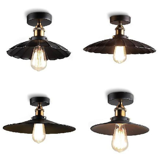 Circular Teardrop Industrial LED Semi-Flush Mount Ceiling Light