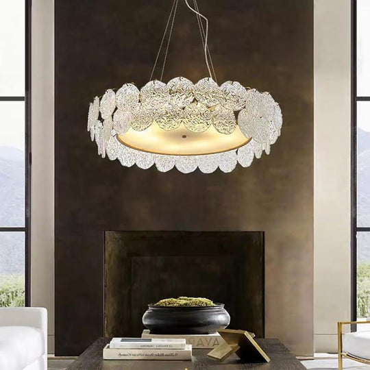 Shell-Inspired Glass and Acrylic LED Chandelier