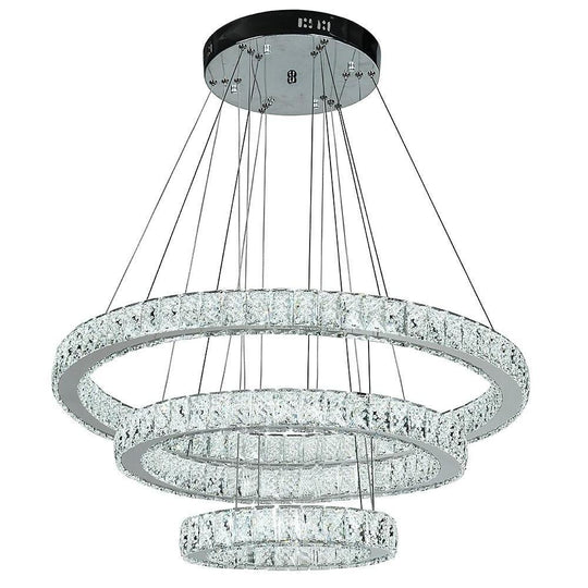 Modern 3-Tier Circles Suspended Crystal LED Chandelier